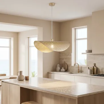 Lampadario a Sospensione Color Oro 1XE27 60x33CM Cavo 150CM