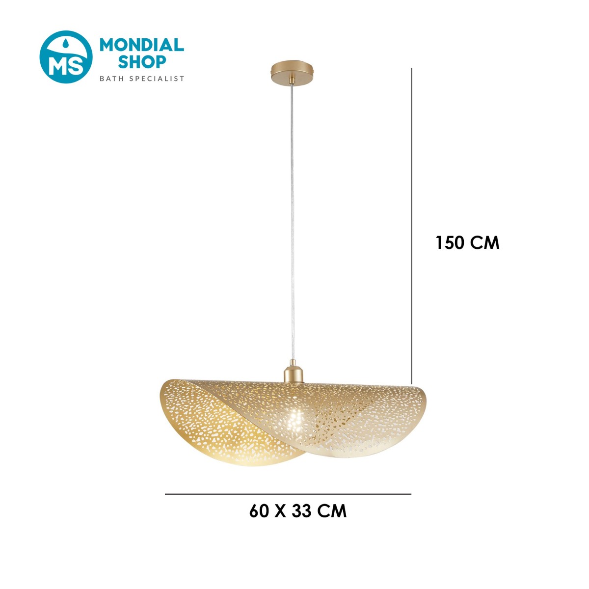 Suspension dorée avec câble de 150 cm | Mondialshop