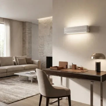 Applique Lampada da parete in gesso verniciabile Acrilico bianco 2XE14