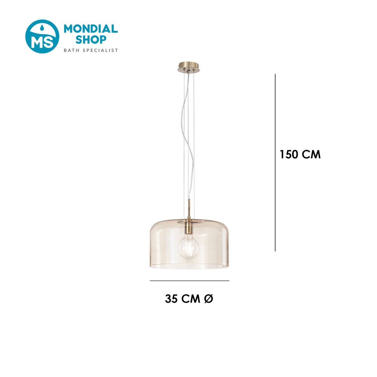 Suspension en verre E27 | Mondialshop