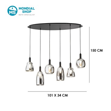 Lustre moderne en verre 6xE14 | Mondialshop