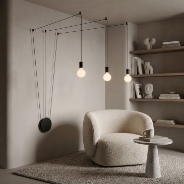 Suspension moderne noire ou blanche 3XE27