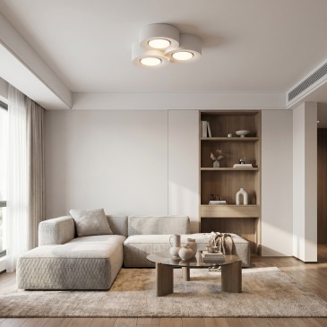 Plafoniera a soffitto per camere e stanze moderna bianca tonda 3XGX53