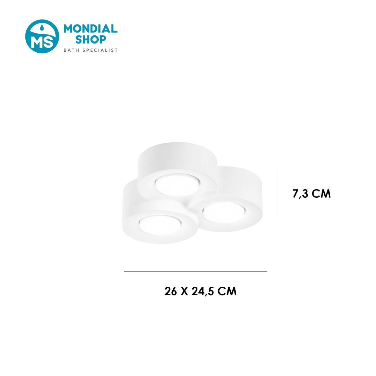 Plafonnier rond blanc moderne 3xGX53 | Mondialshop