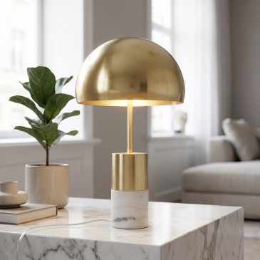 Lampada da comodino o salotto Disponibile in oro o nichel e marmo 2xE14
