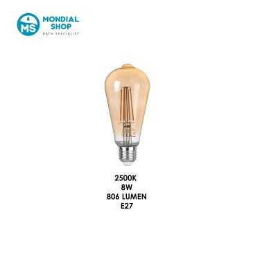 E27 8W Vintage-LED-Glühbirne mit bernsteinfarbenem Glühfaden | Mondialshop