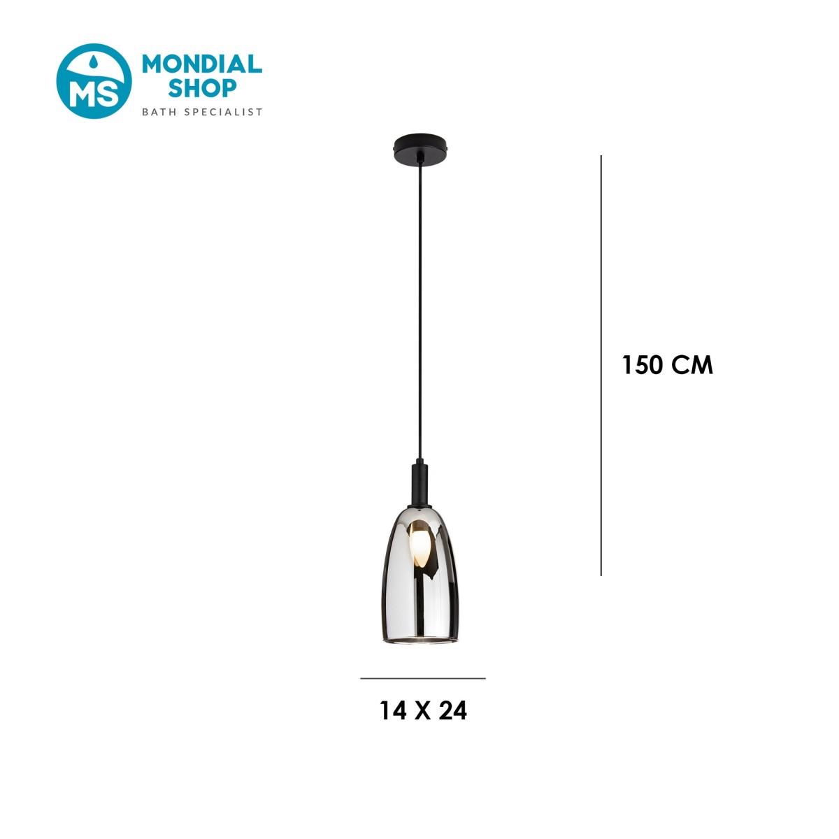 Lampe à suspension noire 1xE14 | Mondialshop