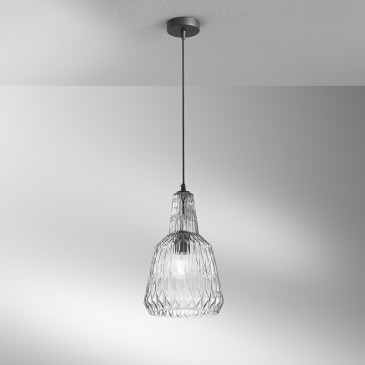 Suspension en verre facetté, 1 x E27 | Mondialshop