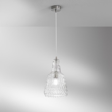 Sospensione Vetro Sfaccettato 1xE27 | Mondialshop