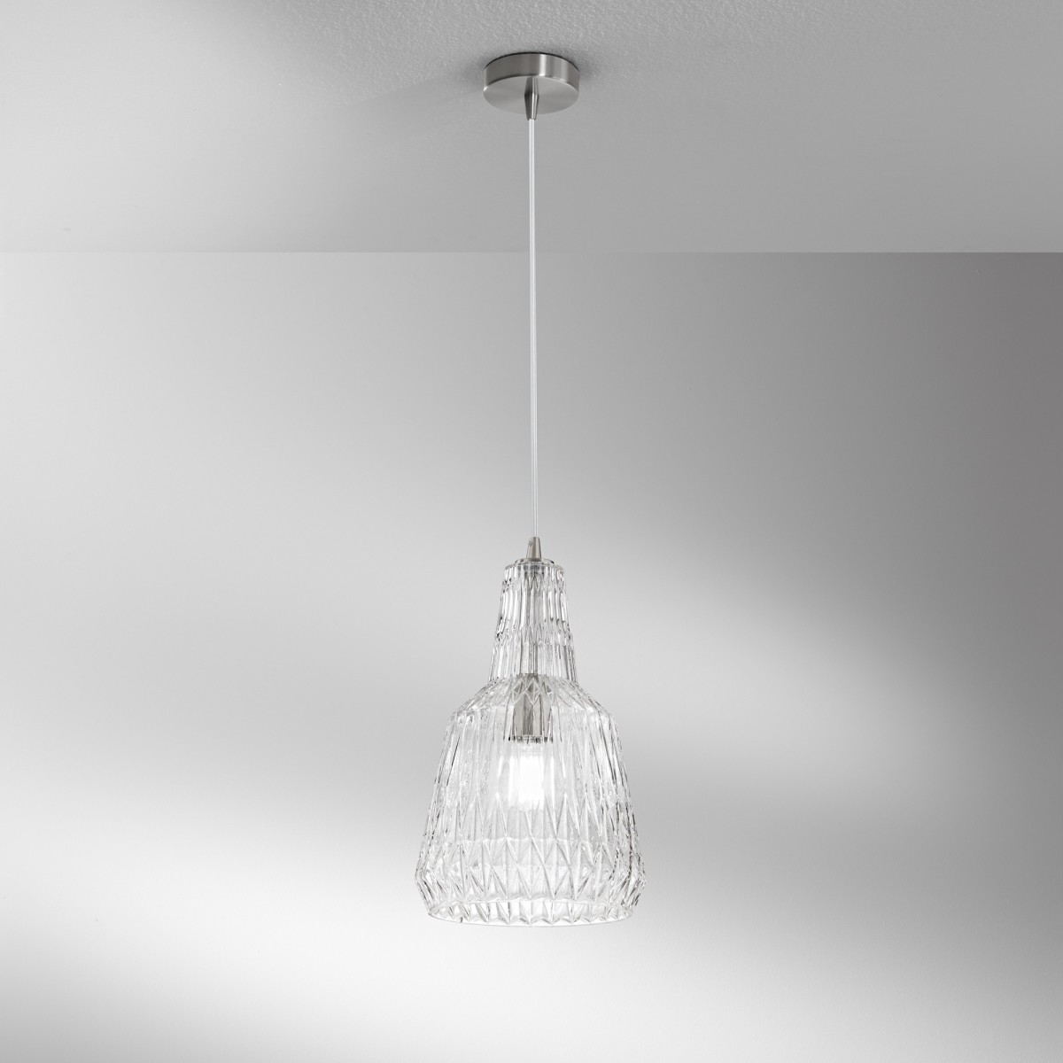 Sospensione Vetro Sfaccettato 1xE27 | Mondialshop