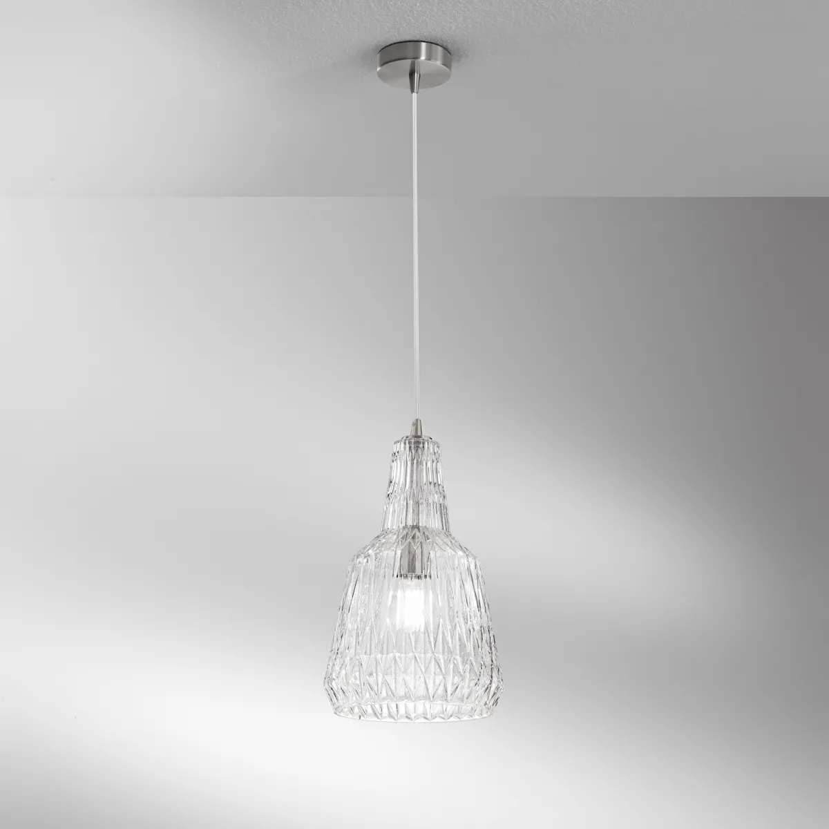 Sospensione Vetro Sfaccettato 1xE27 | Mondialshop