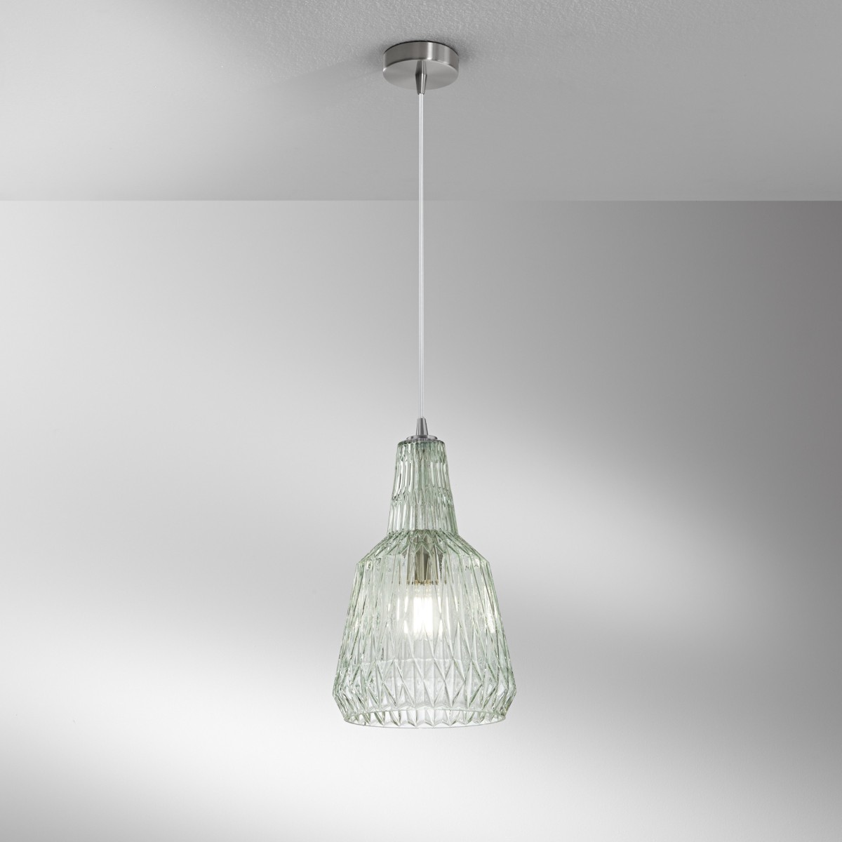 Suspension en verre facetté, 1 x E27 | Mondialshop