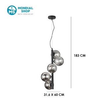 Lampadario Sospensione 5XG9 Ottone o Nero | Mondialshop
