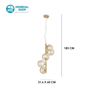 Lampadario Sospensione 5XG9 Ottone o Nero | Mondialshop