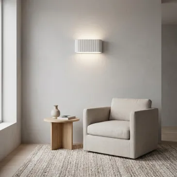 Moderne weiße Gips-Wandleuchte mit 2 R7S-Leuchtmitteln | Mondialshop