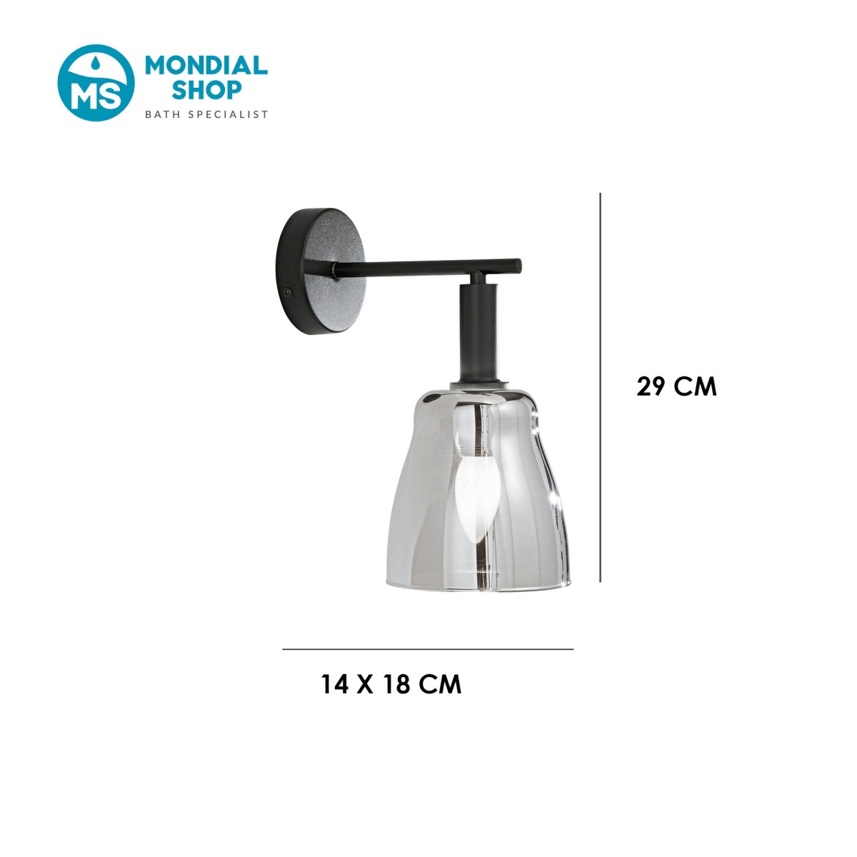 Schwarze Applikation im Minimal-Stil 1xE14 | Mondialshop