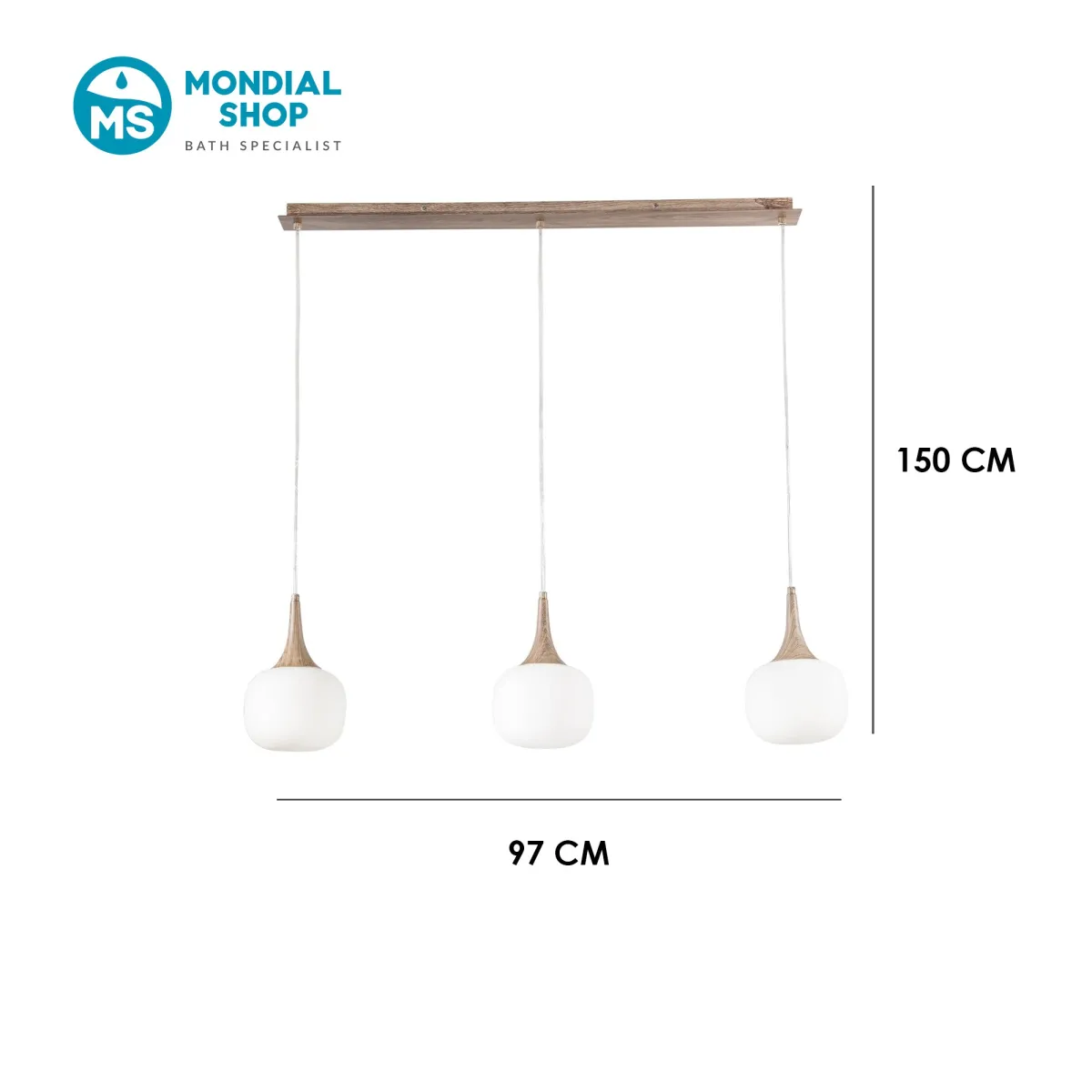 Moderne Pendelleuchte aus Holz, 3xE14 | Mondialshop