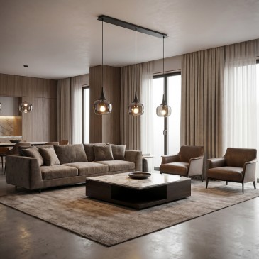 Sospensione a barra moderna in legno Disponibile in bianco o grigio 3XE14