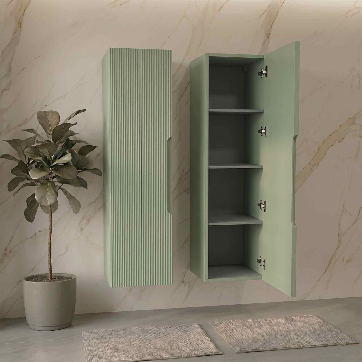 Mobile Colonna bagno con frontale cannettato 138x35x28