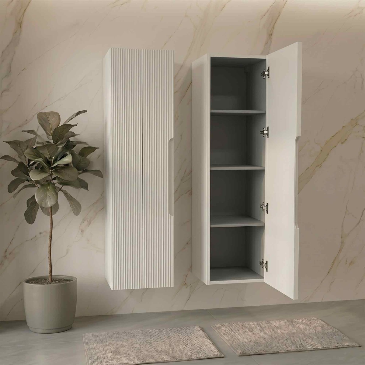Mobile Colonna bagno con frontale cannettato 138x35x28