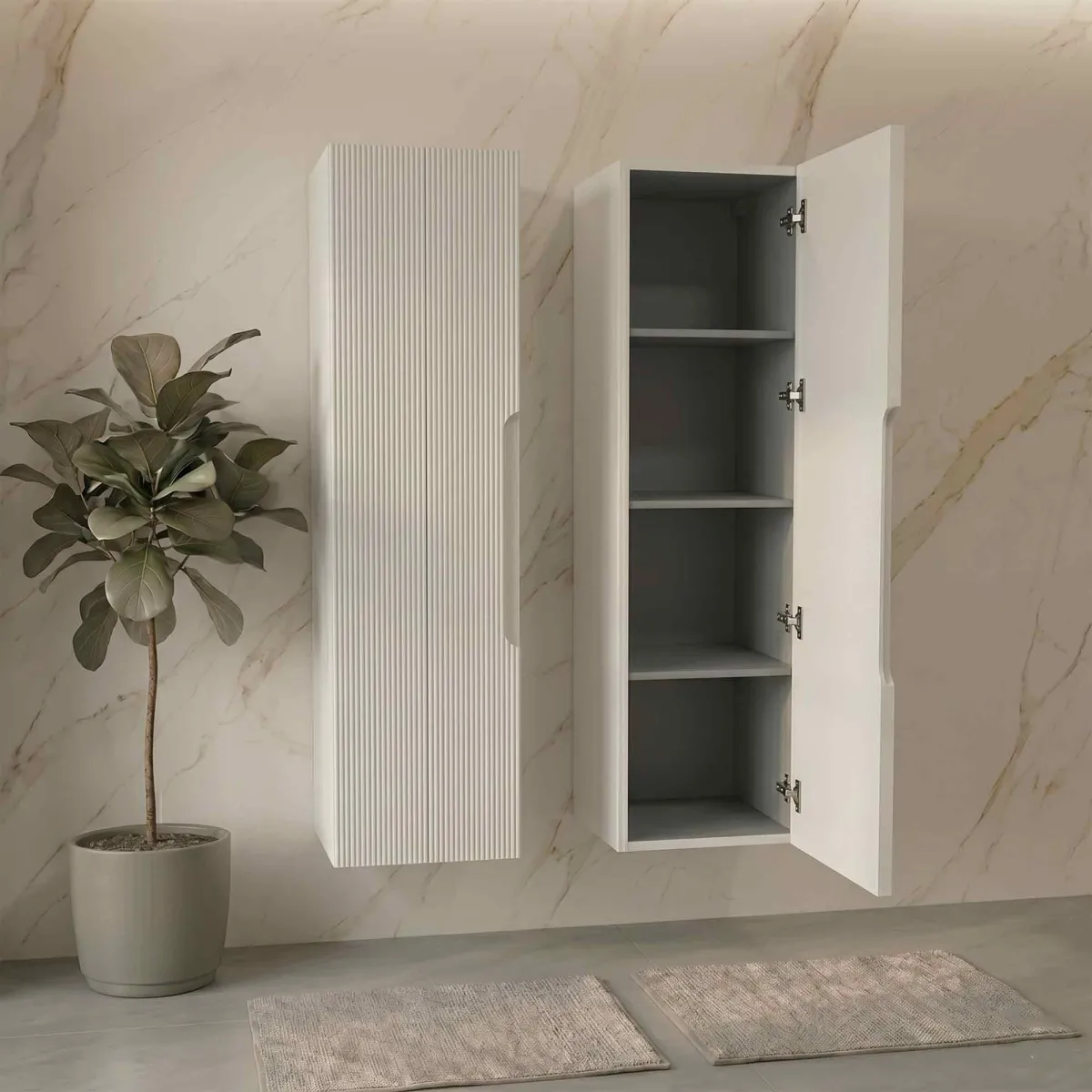 Mobile Colonna bagno con frontale cannettato 138x35x28
