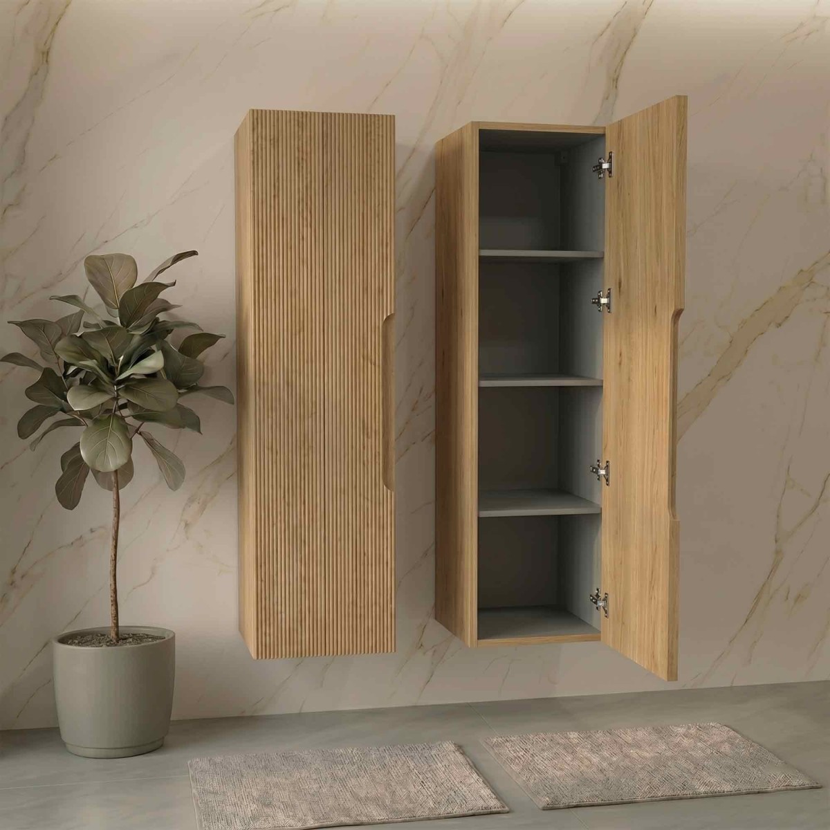 Mobile Colonna bagno con frontale cannettato 138x35x28