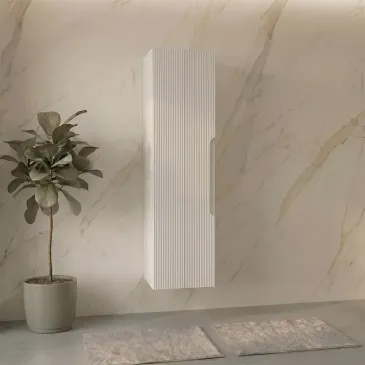 Colonne de salle de bains en chêne avec façade cannelée 138x35x28