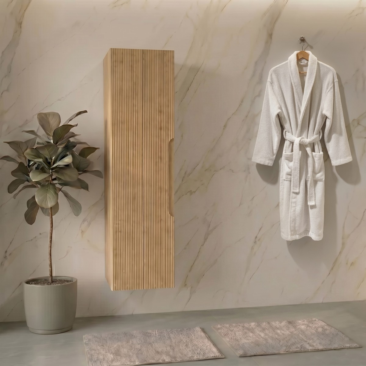 Mobile Colonna bagno con frontale cannettato 138x35x28