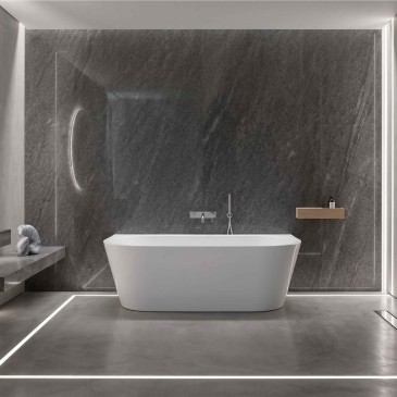 Vasca centro parete free standing Bianco lucido