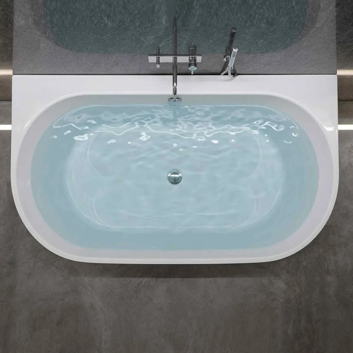 Vasca centro parete free standing Bianco lucido