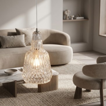 Sospensione Vetro Sfaccettato 1xE27 | Mondialshop