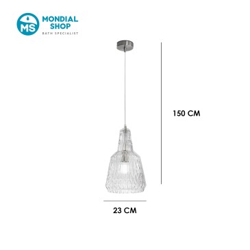 Suspension en verre facetté, 1 x E27 | Mondialshop