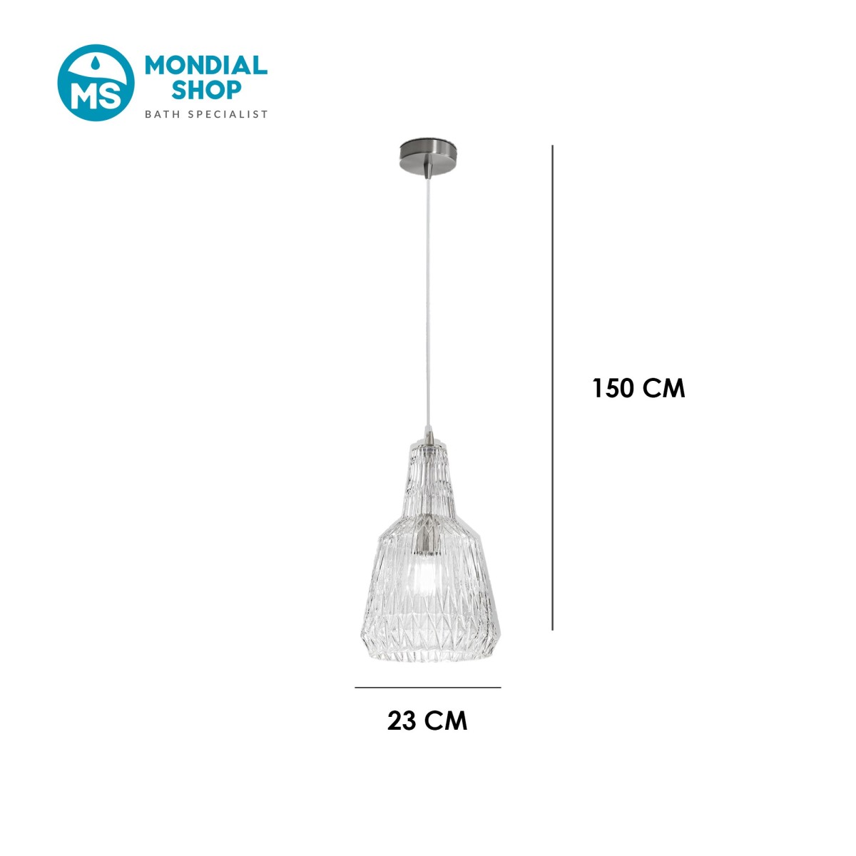 Suspension en verre facetté, 1 x E27 | Mondialshop