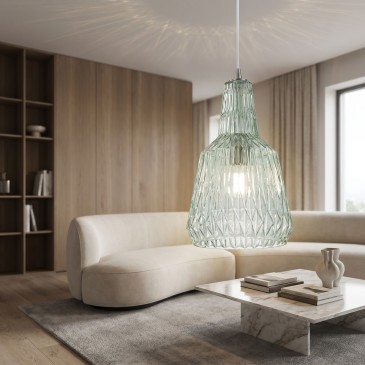 Sospensione Vetro Sfaccettato 1xE27 | Mondialshop