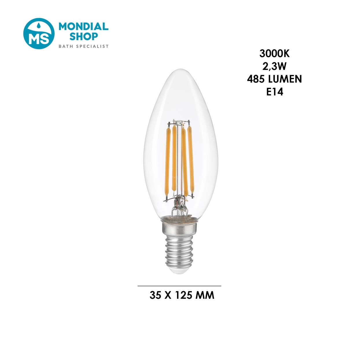 Lampadina E14 LED 2.3W Forma Candela | Mondialshop