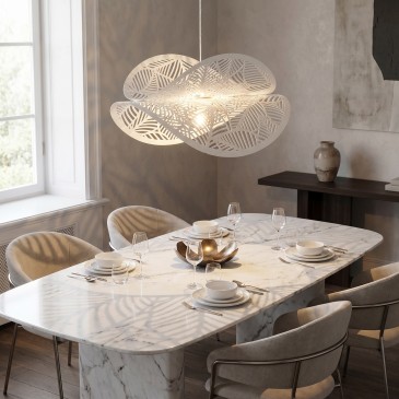 Sospensione grande Design foratura a foglia 60CM Bianca 1XE27 Doppio diffusore