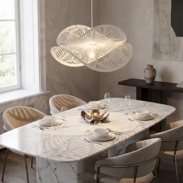 Sospensione grande Design foratura a foglia 60CM Bianca 1XE27 Doppio diffusore