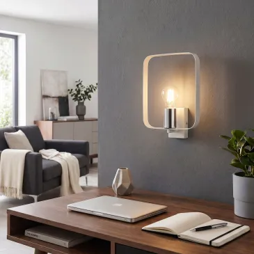 Lampada da parete Finitura Bianco o Nero e Nickel satinato Stile contemporary 1XE27