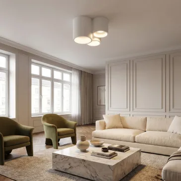 Plafoniera moderna Bianca in gesso verniciabile 3xGU10 Design tecnico da soffitto