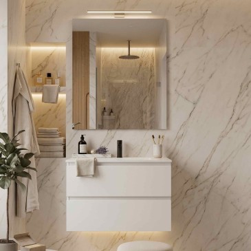 Mobile bagno sospeso laccato bianco 60 80 100 con specchio