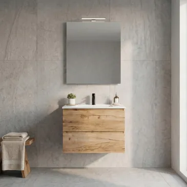 Günstiger hängender Badezimmerschrank 60 cm Alba-Eiche: IM ANGEBOT
