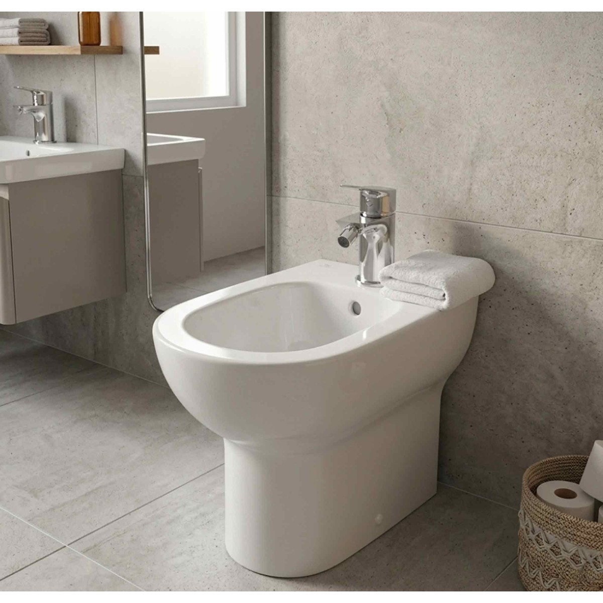 Robinet mitigeur de salle de bain chromé MIO avec bonde...