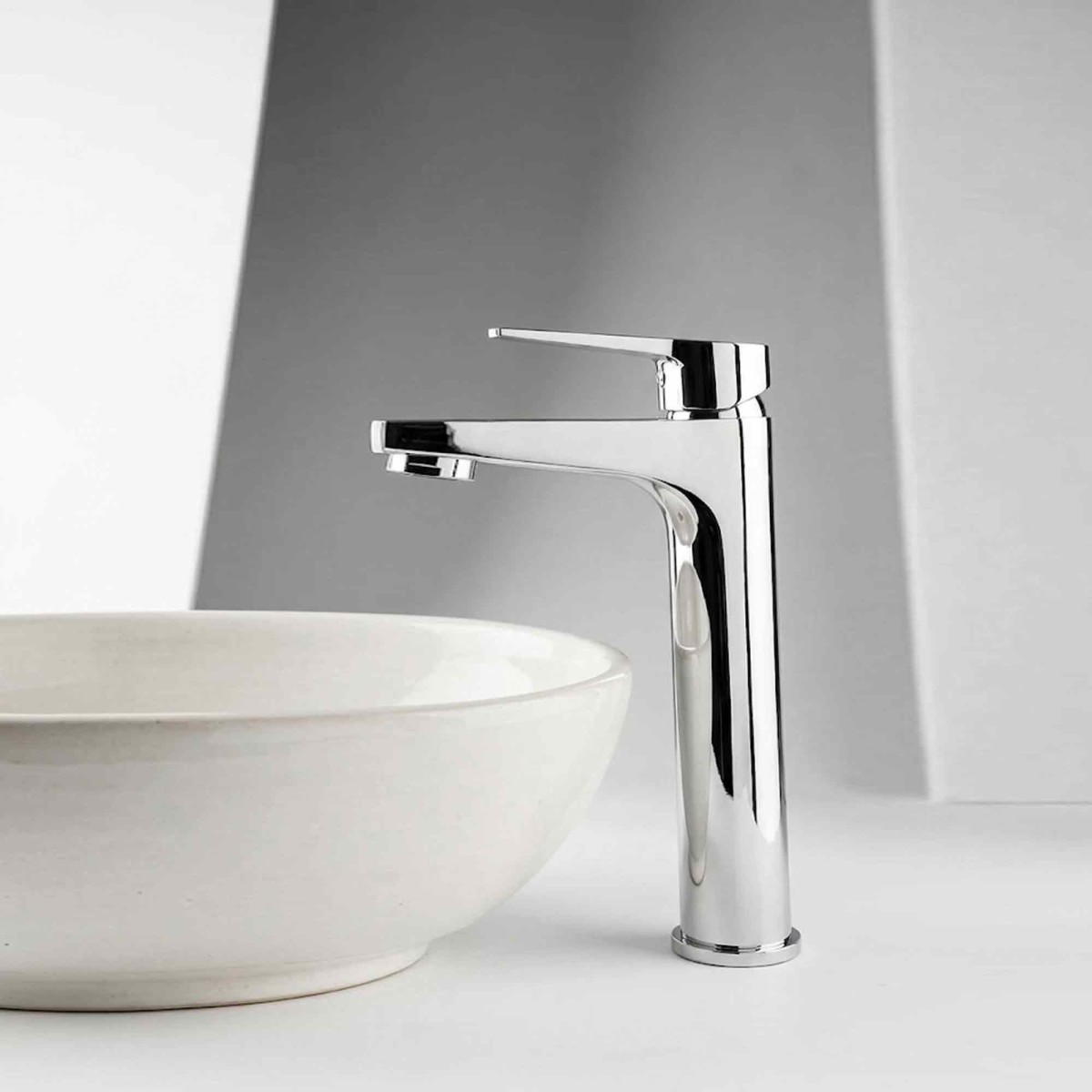 Hochauslauf-Armatur für Aufsatzwaschbecken, Chrom, SERIE MIO