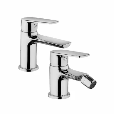 Robinets mitigeurs chromés Funky Crolla pour lavabo et bidet