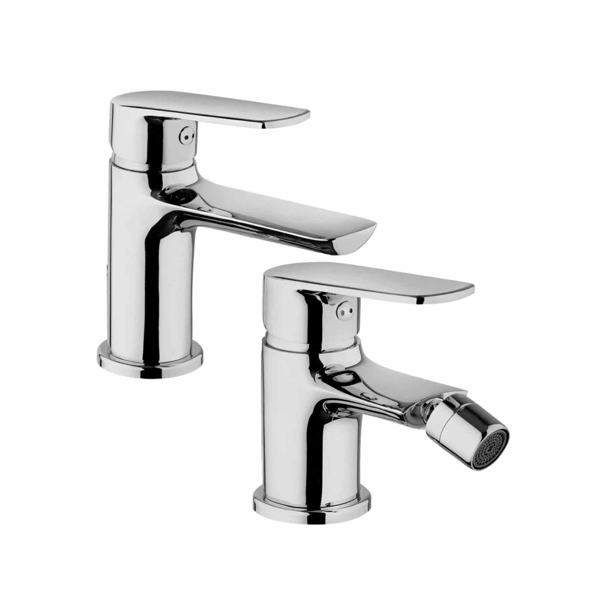 Robinets mitigeurs chromés Funky Crolla pour lavabo et bidet