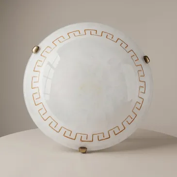 Plafoniera tonda Vetro marmo Ambra Greca Lampada classica 2XE27