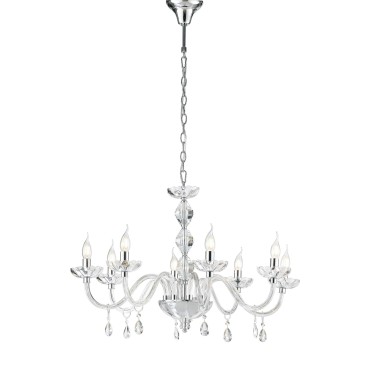Lustre en cristal chromé ou doré 8xE14 | Mondialshop