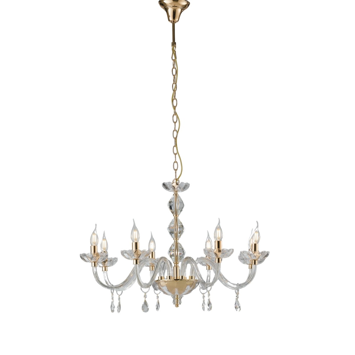 lampadario glamour in cristallo con otto punti luce E14,...
