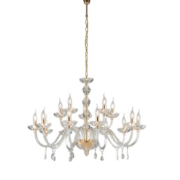 lampadario classico a 10+5 bracci, il massimo dell'espressione decorativa per interni di prestigio.
