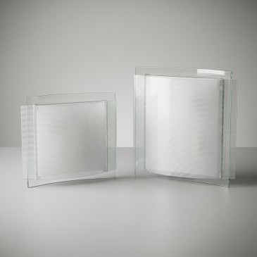 Lampada da soffitto disponibile in 2 misure in Vetro bianco rigato Quadrata 2XE27 3XE27
